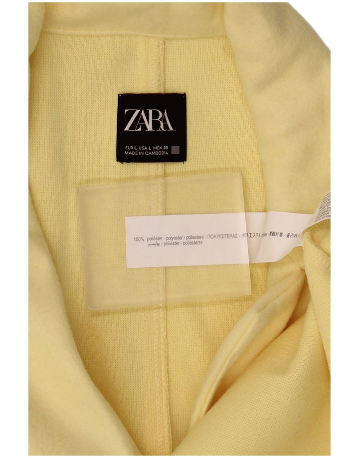 Sobretudo aberto feminino Zara UK 16 grande poliéster amarelo