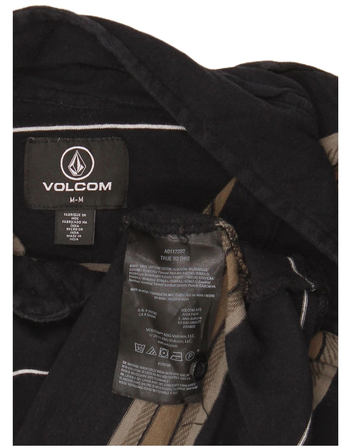 Camisa polo masculina VOLCOM de algodão listrado preto médio