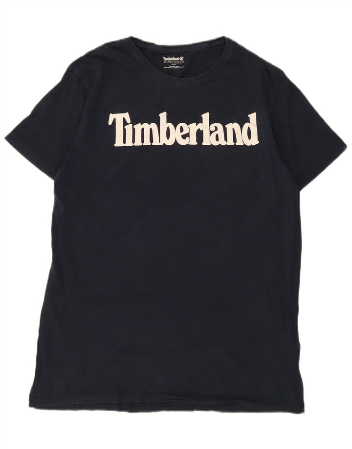 Timberland Camiseta masculina gráfica Top médio algodão azul marinho