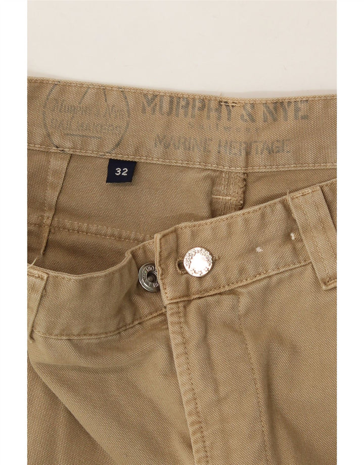MURPHY & NYE Mens Straight Chino Trousers  W32 L34 Beige Cotton Vintage Murphy & Nye and Second-Hand Murphy & Nye from Messina Hembry 