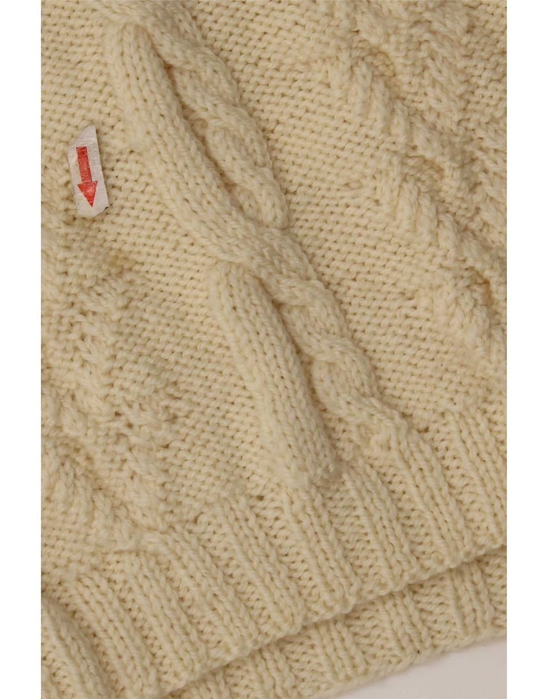 Suéter feminino vintage com gola redonda UK 12 médio off white