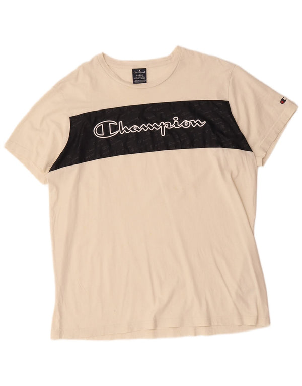 Camiseta masculina estampada Champion grande algodão branco