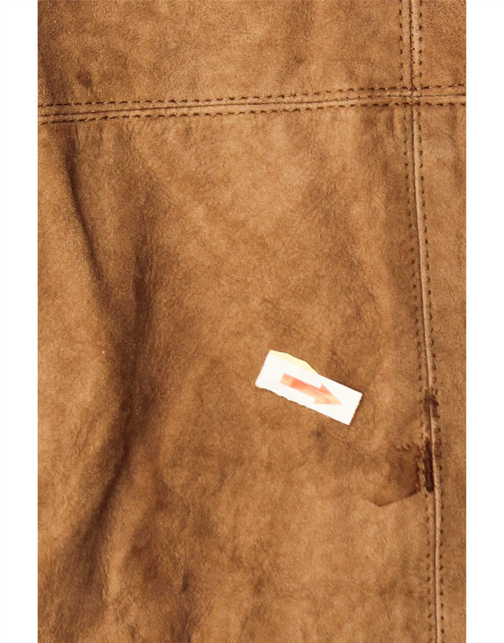 Jaqueta masculina vintage Shearling UK 38 couro marrom médio