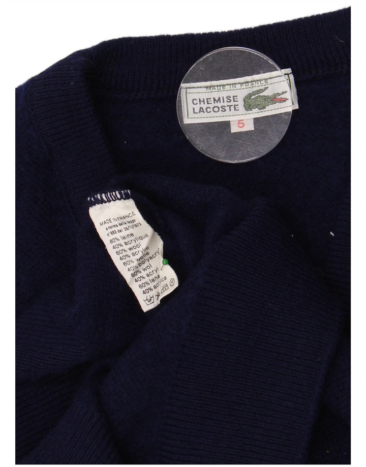 LACOSTE Mens Colete Regata Tamanho 5 Grande Lã Azul Marinho