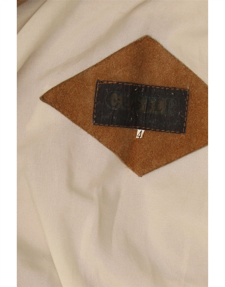 Jaqueta feminina vintage de camurça UK 20 2XL marrom ocidental