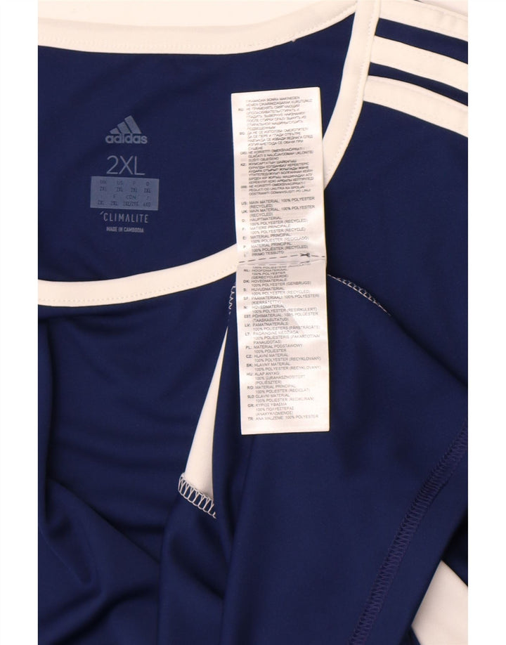 Adidas Mens Climalite Camiseta Top 2XL Azul Marinho Colourblock Poliéster