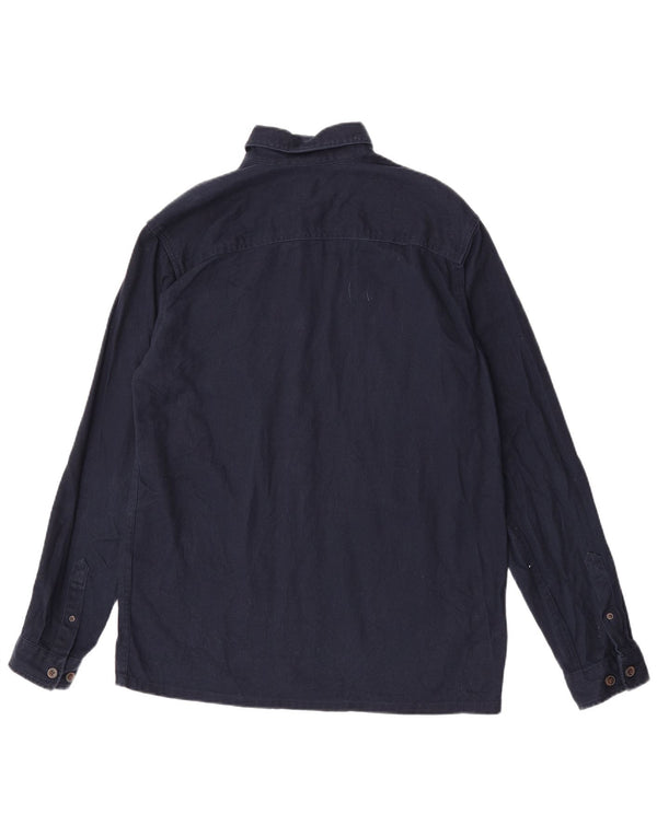 Camisa jeans masculina Jack & Jones pequena algodão azul marinho
