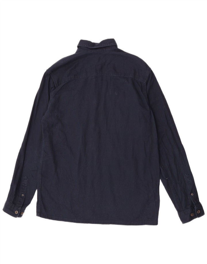 Camisa jeans masculina Jack & Jones pequena algodão azul marinho