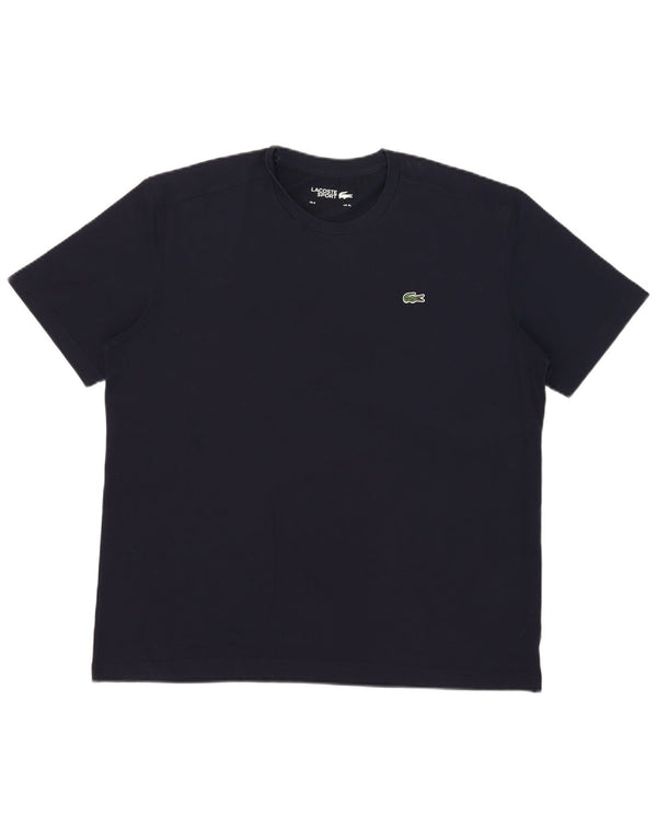 Camiseta masculina Lacoste tamanho superior 6 XL azul marinho algodão