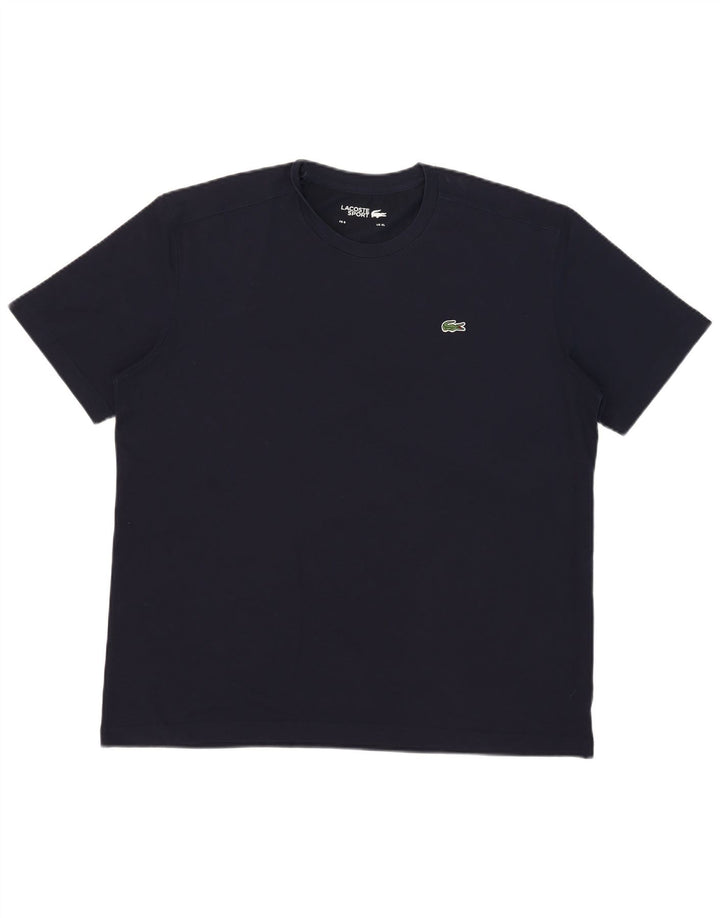 Camiseta masculina Lacoste tamanho superior 6 XL azul marinho algodão