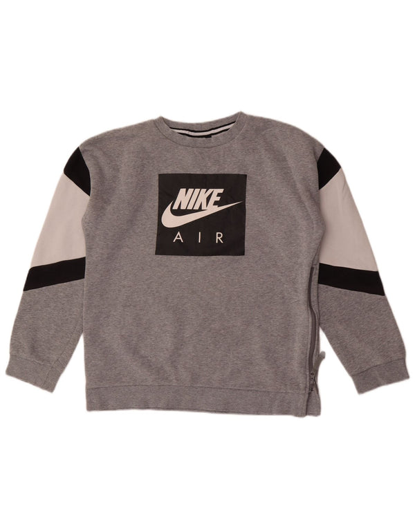 Nike Boys Graphic Sweatshirt Jumper 13-14 Years XL Grey Colourblock Cotton