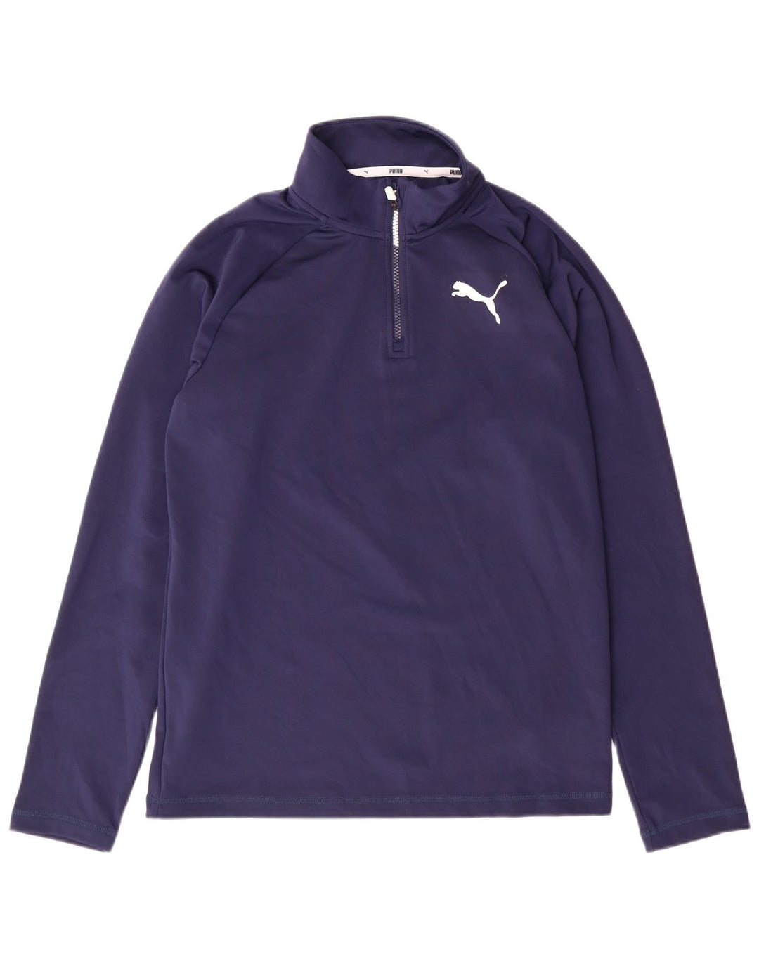 PUMA Mens Zip Neck Pullover Treino Top Pequeno Azul Marinho Poliéster