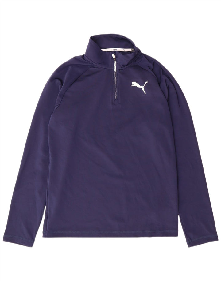 PUMA Mens Zip Neck Pullover Treino Top Pequeno Azul Marinho Poliéster