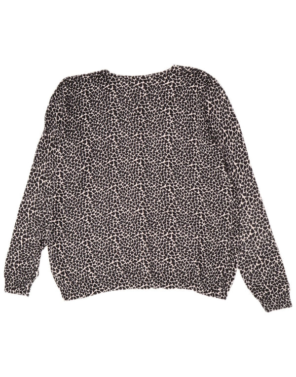 Suéter cardigã feminino Marks & Spencer com padrão abstrato Reino Unido 18 XL preto