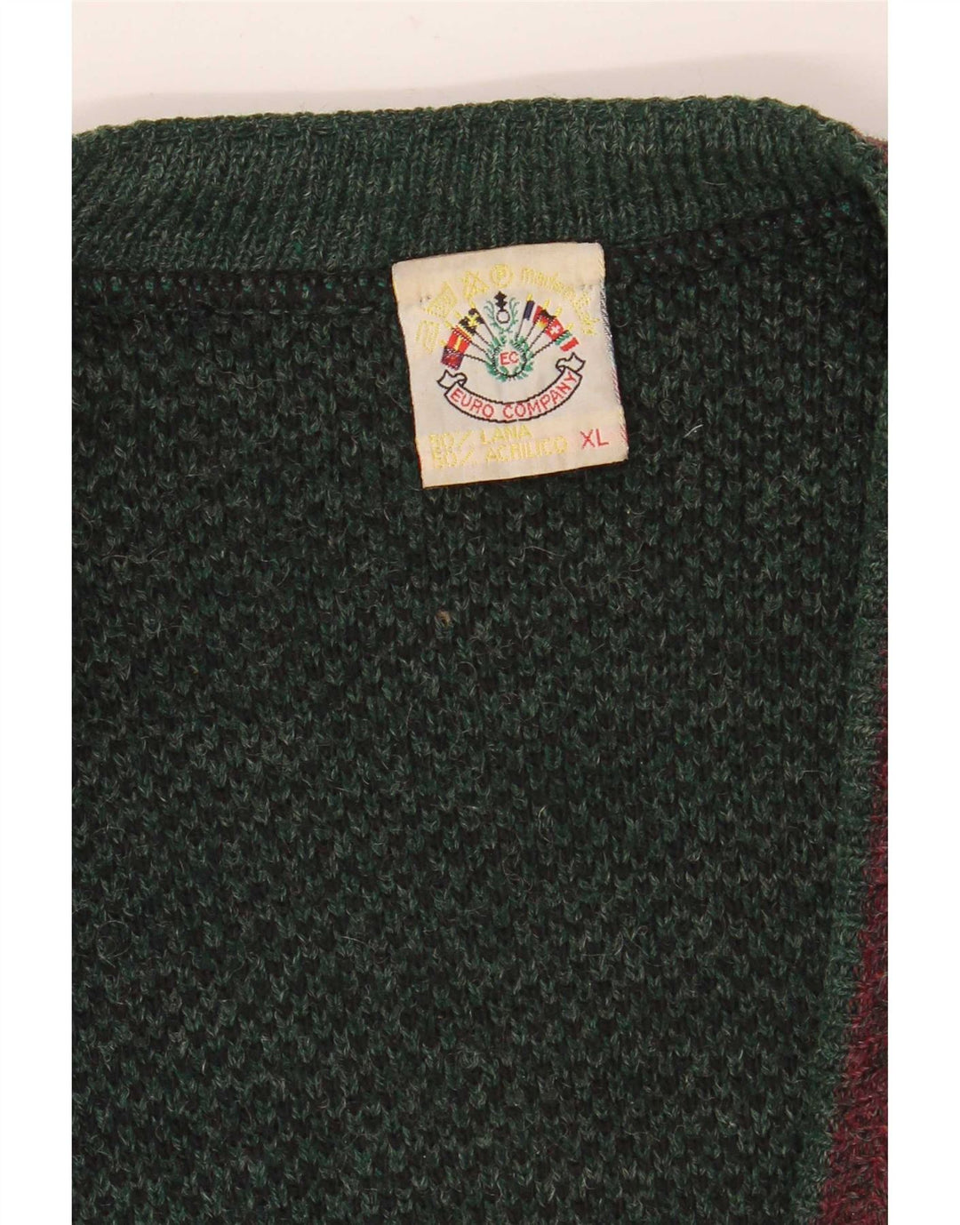 Suéter Cardigan Masculino Vintage XL Lã Verde