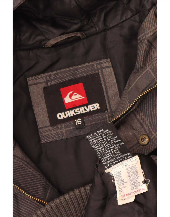 Jaqueta bomber com capuz para meninos Quiksilver 15-16 anos poliéster xadrez cinza