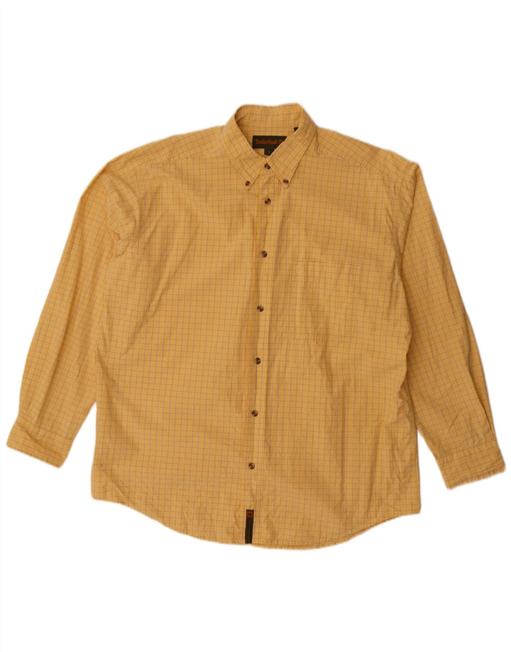 Camisa masculina Timberland grande algodão xadrez amarelo