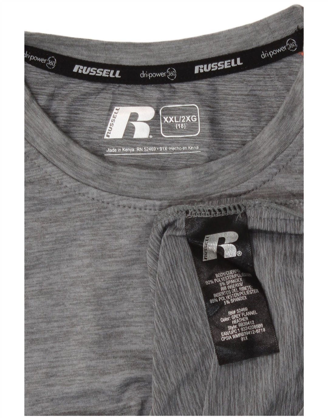 Russell Athletic Boys Top manga comprida 15-16 anos 2XL cinza poliéster