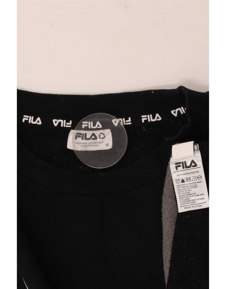Fila moletom gráfico masculino jumper médio preto colorblock algodão