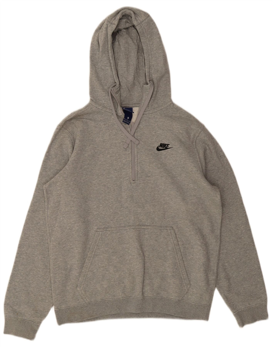 NIKE Mens Zip Neck Hoodie Jumper Médio Cinza Algodão Flecked