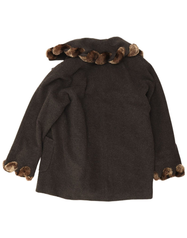 Sobretudo feminino vintage aberto de grandes dimensões IT 42 lã cinza médio