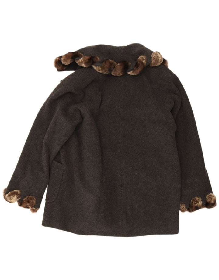 Sobretudo feminino vintage aberto de grandes dimensões IT 42 lã cinza médio