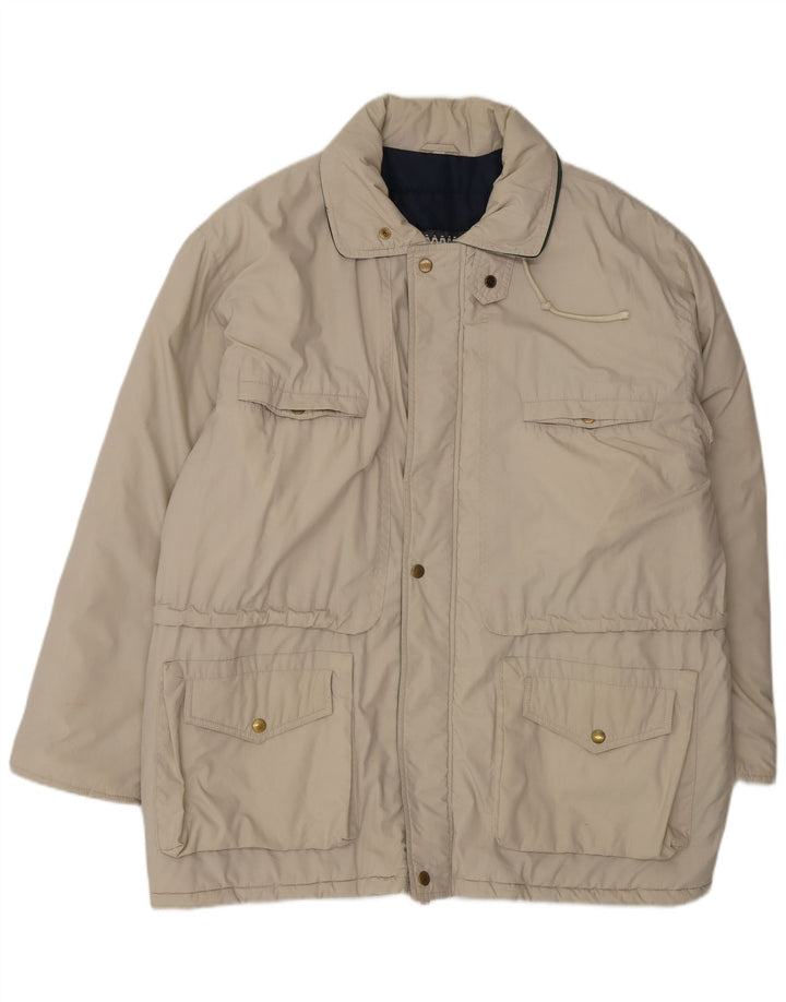 Jaqueta utilitária masculina vintage UK 40 poliéster bege grande