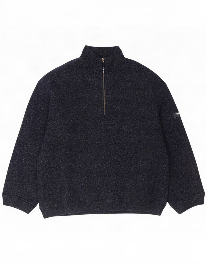 Suéter masculino Colmar com zíper e gola alta de lã manchada azul marinho médio