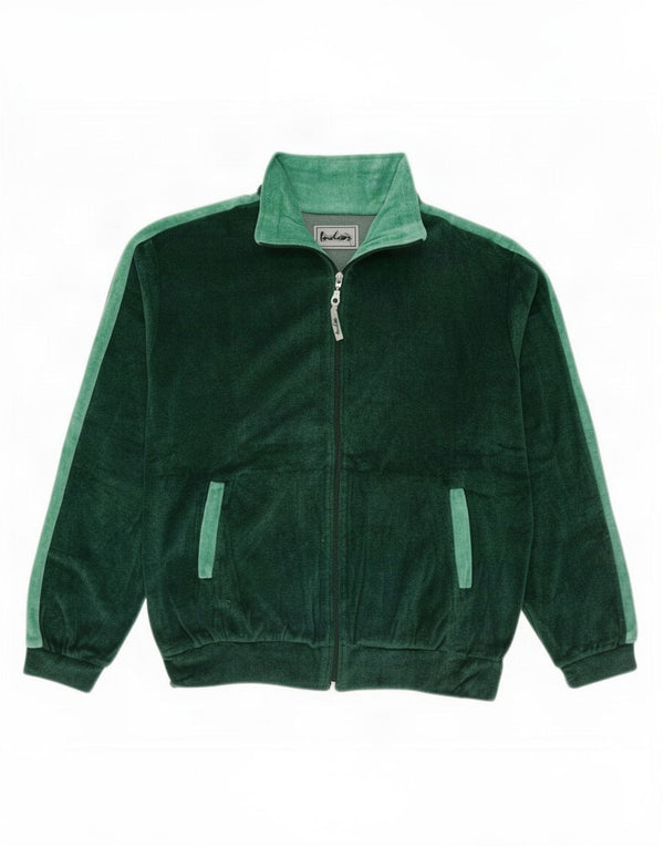 Jaqueta vintage feminina de grandes dimensões para agasalho Reino Unido 16 grande bloco colorido verde