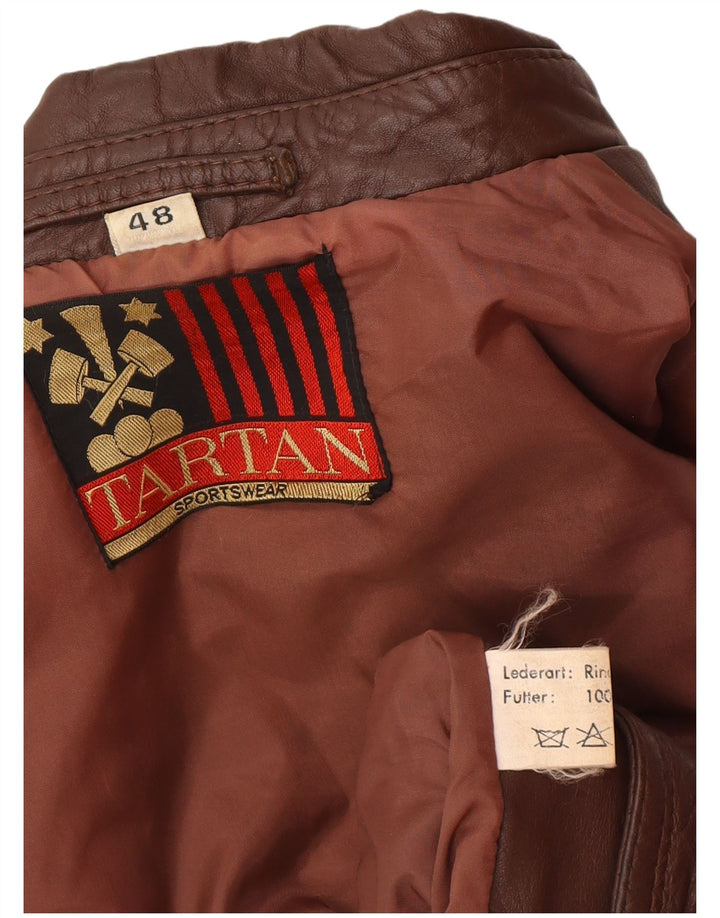 Jaqueta de couro militar masculina Tartan IT 48 couro marrom médio
