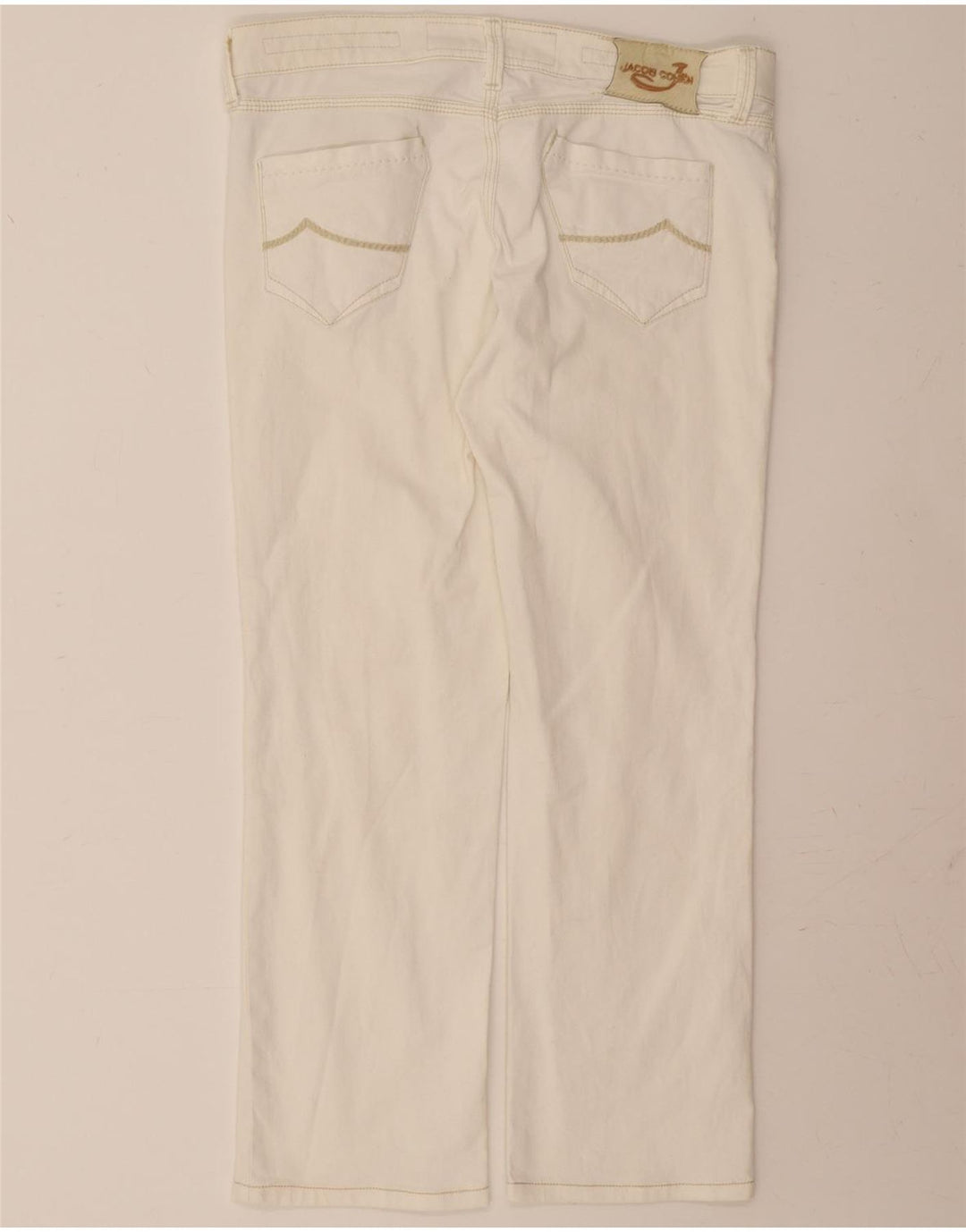 JACOB COHEN Womens Straight Casual Trousers W30 L28 Off White Cotton Vintage Jacob Cohen and Second-Hand Jacob Cohen from Messina Hembry 