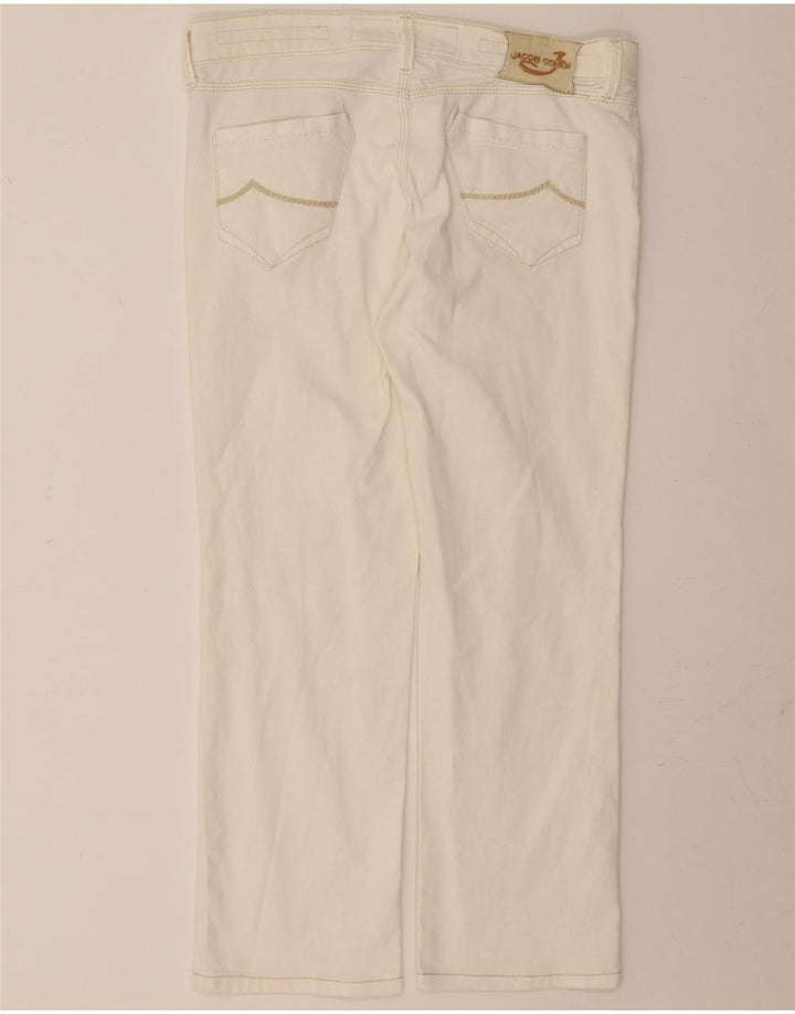 JACOB COHEN Womens Straight Casual Trousers W30 L28 Off White Cotton Vintage Jacob Cohen and Second-Hand Jacob Cohen from Messina Hembry 