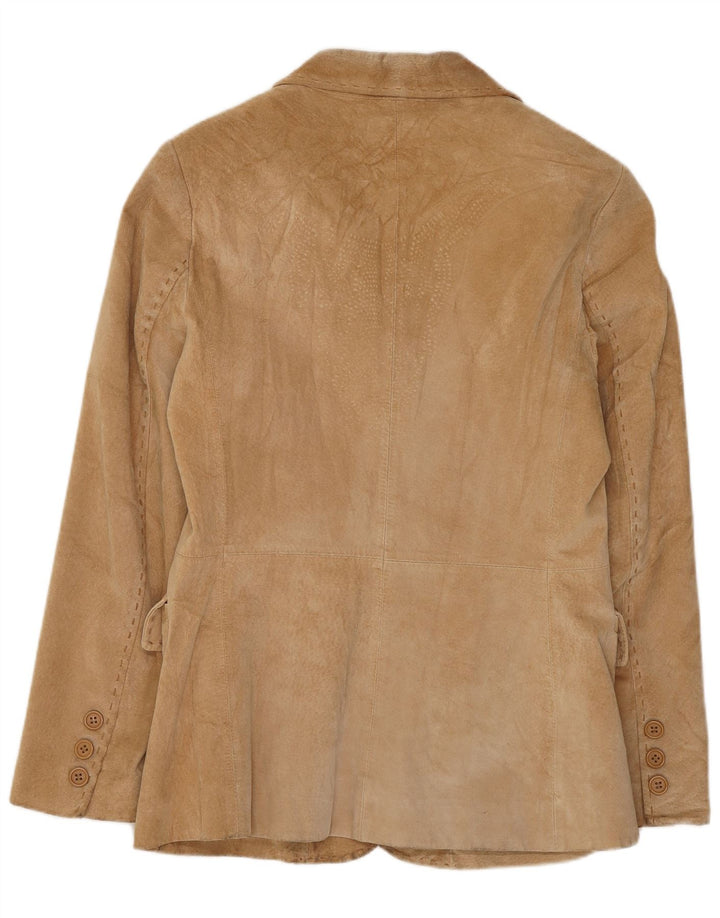 Jaqueta blazer feminina Privilegi de camurça com 3 botões IT 44 couro marrom médio