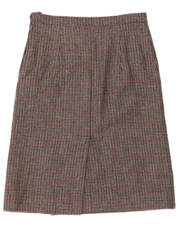Saia vintage feminina linha A W30 cinza médio houndstooth