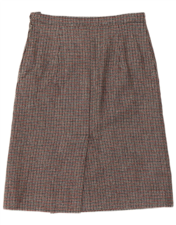 Saia vintage feminina linha A W30 cinza médio houndstooth