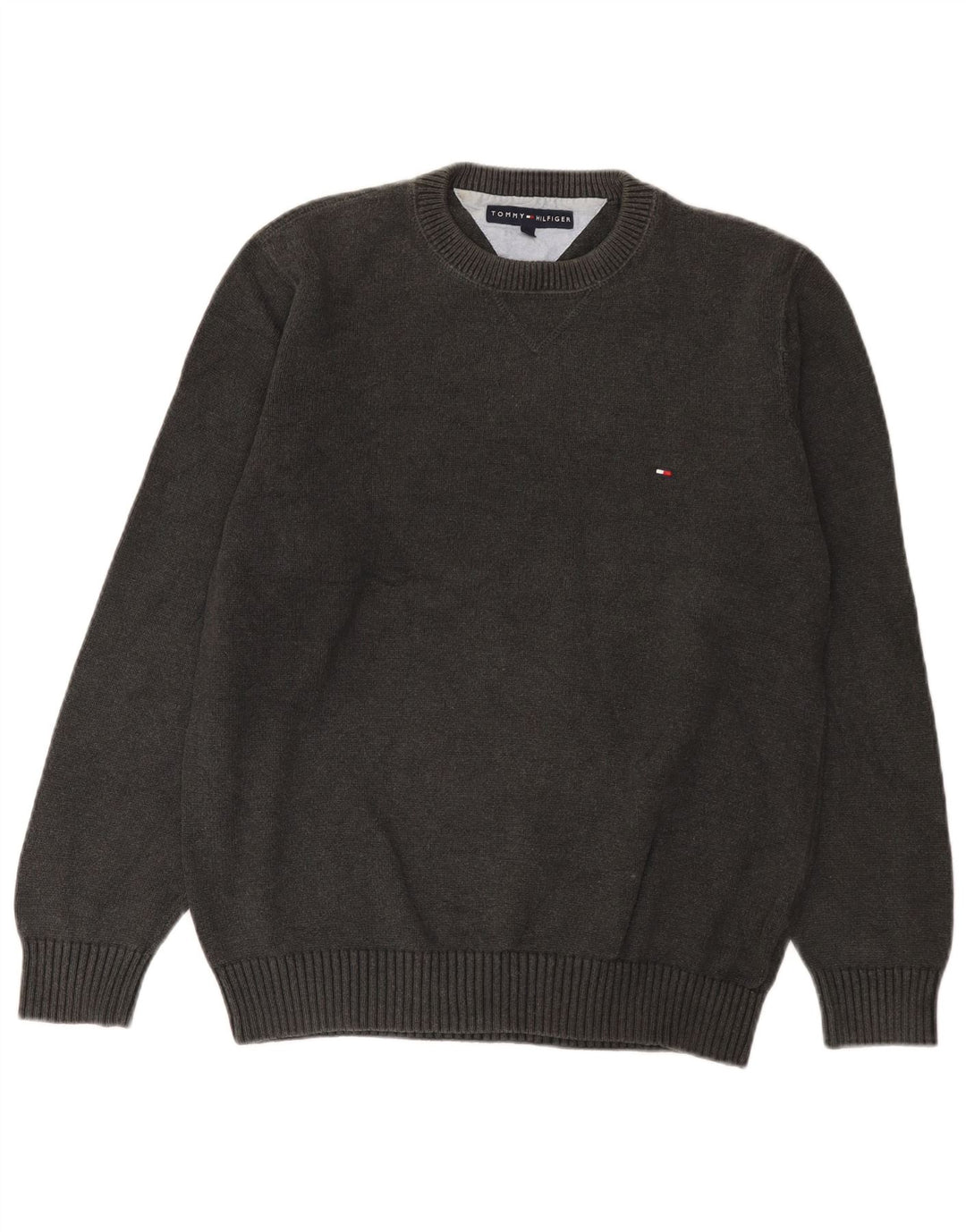Suéter masculino Tommy Hilfiger com gola redonda e algodão cinza médio