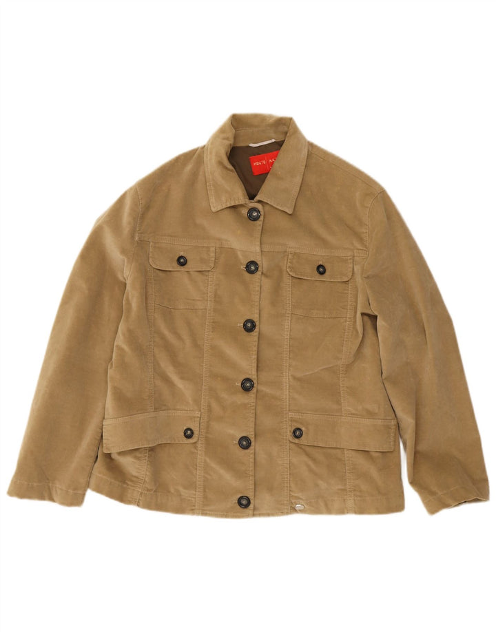 Jaqueta utilitária feminina Krizia UK 16 grande algodão bege