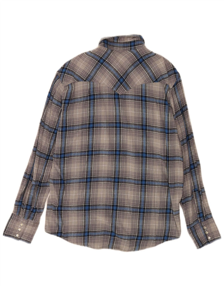 Camisa masculina de flanela Wrangler grande algodão xadrez cinza