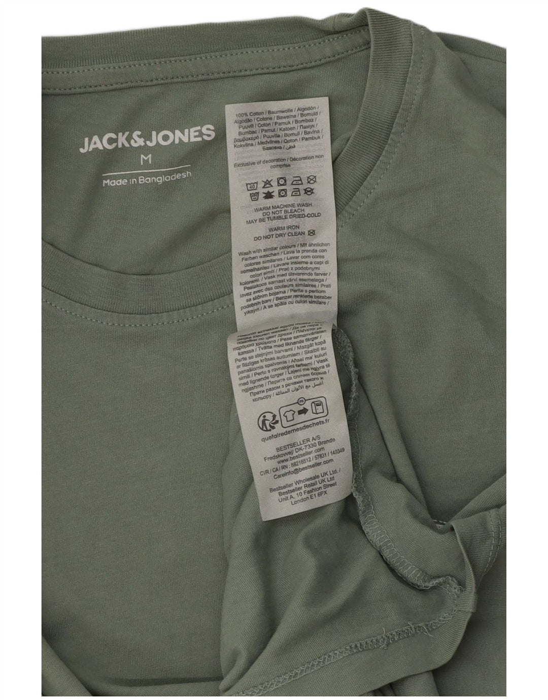 Camiseta masculina Jack & Jones Top de algodão verde médio