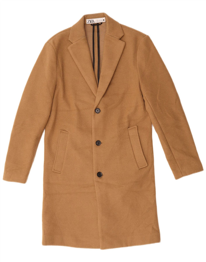 Sobretudo oversized masculino Zara UK 34 XS poliéster bege