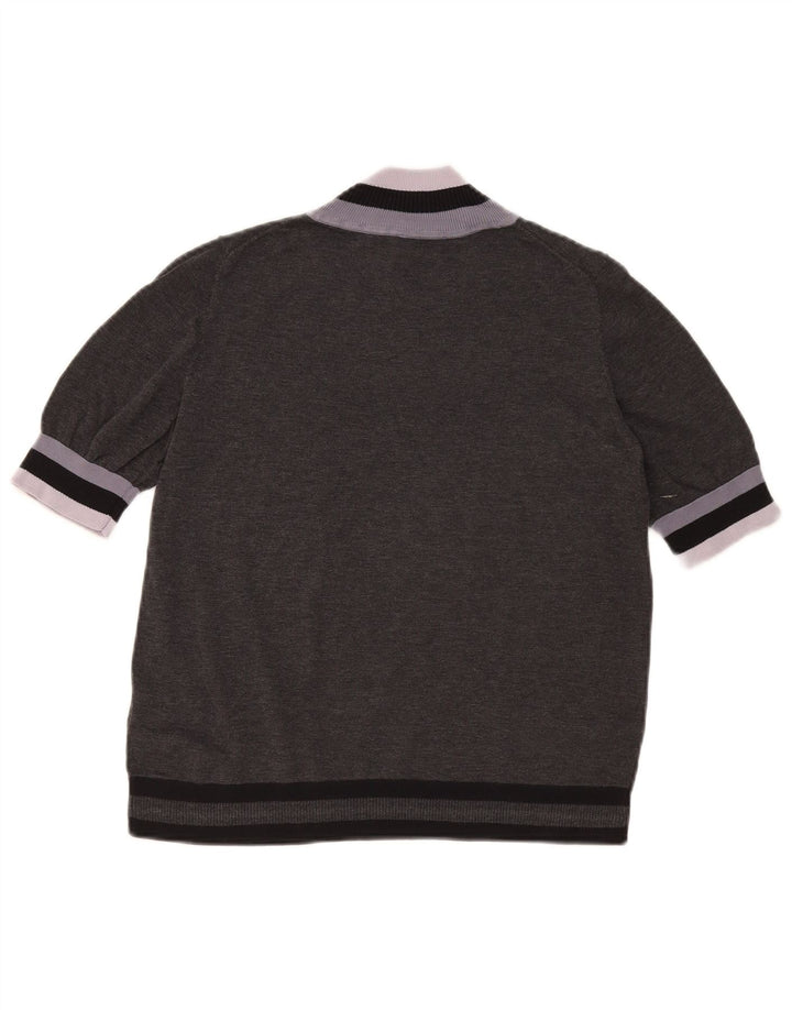 Suéter feminino Cos com gola tartaruga Reino Unido 14 bloco colorido cinza médio