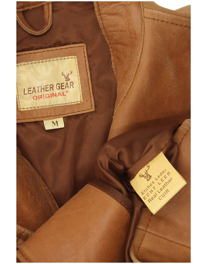 Jaqueta de couro masculina vintage UK 36 couro marrom médio