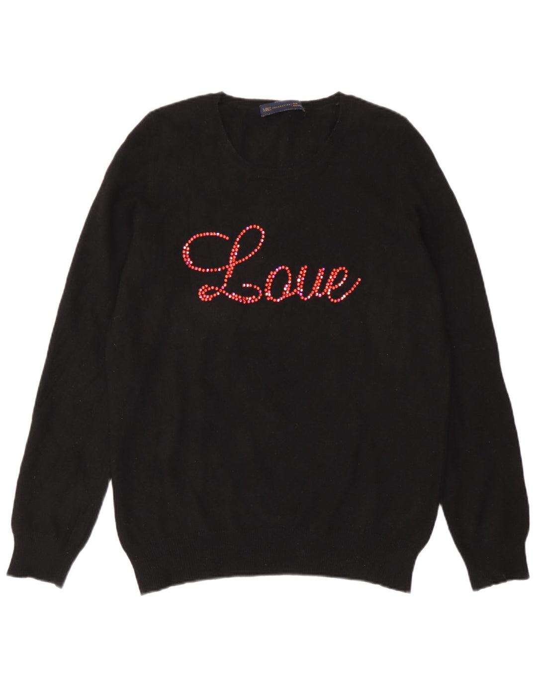 Suéter feminino Marks & Spencer com gola redonda e gola redonda Reino Unido 14 grande preto