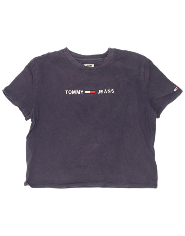 Camiseta feminina Tommy Hilfiger Crop Graphic UK 18 XL algodão azul marinho