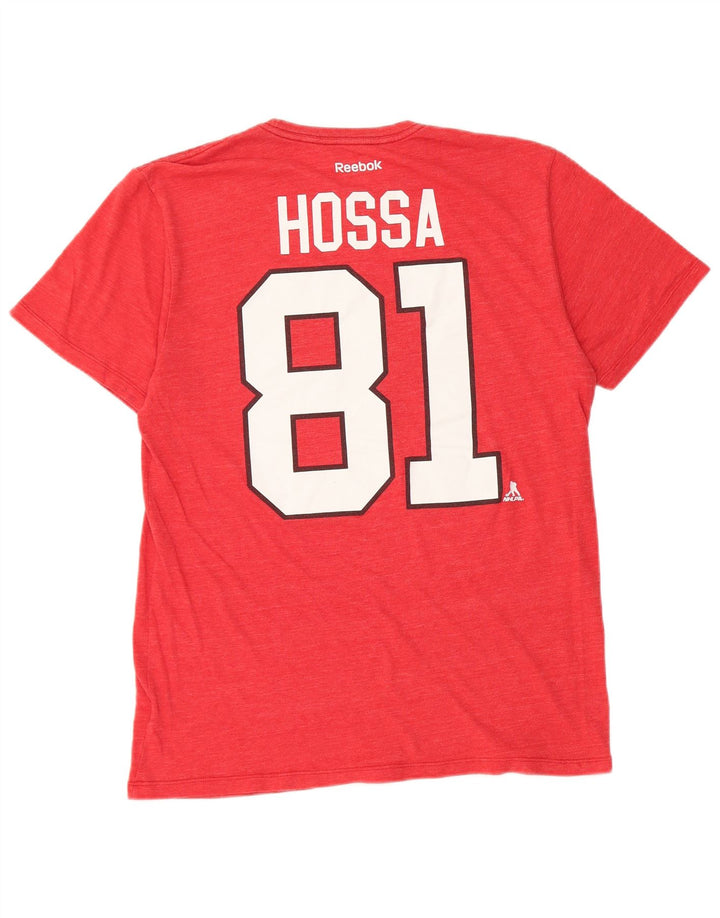 Reebok Mens Chicago Blackhawks Graphic Camiseta Top Grande Poliéster Vermelho