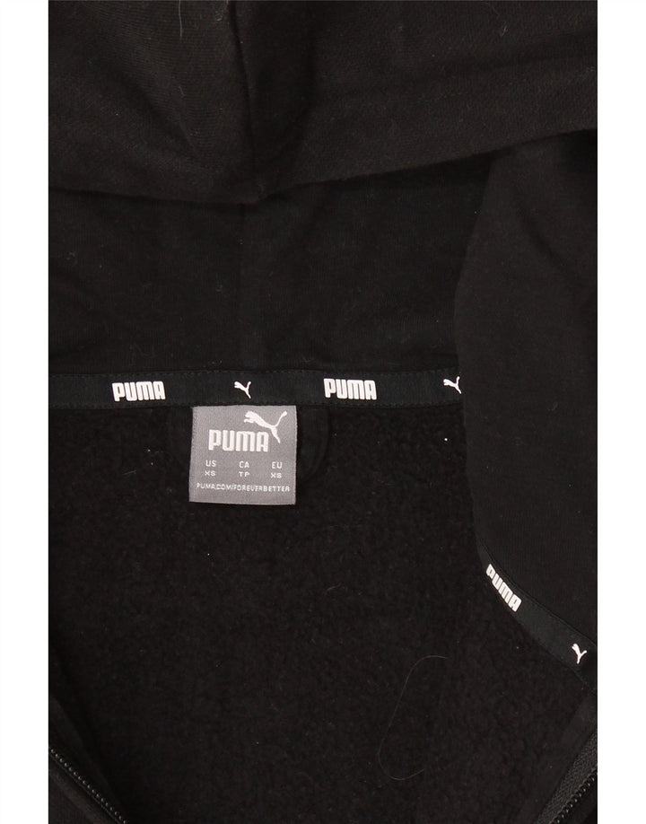 PUMA Womens Zip Hoodie Sweater UK 6 XS Black Cotton Vintage Puma and Second-Hand Puma from Messina Hembry 