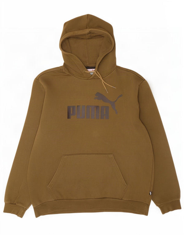 Suéter com capuz gráfico masculino Puma grande algodão cáqui