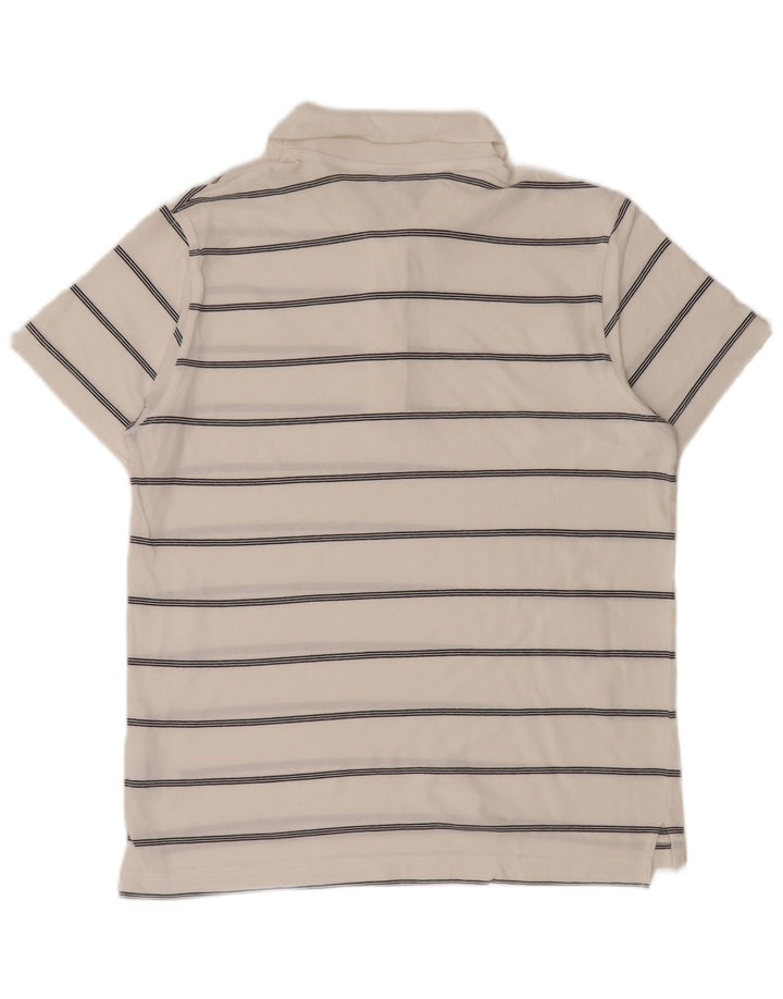 Camisa polo masculina Adidas UK 40/42 algodão listrado branco médio