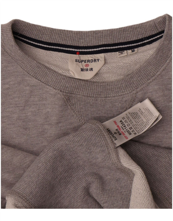 Superdry moletom gráfico masculino jumper médio cinza algodão manchado