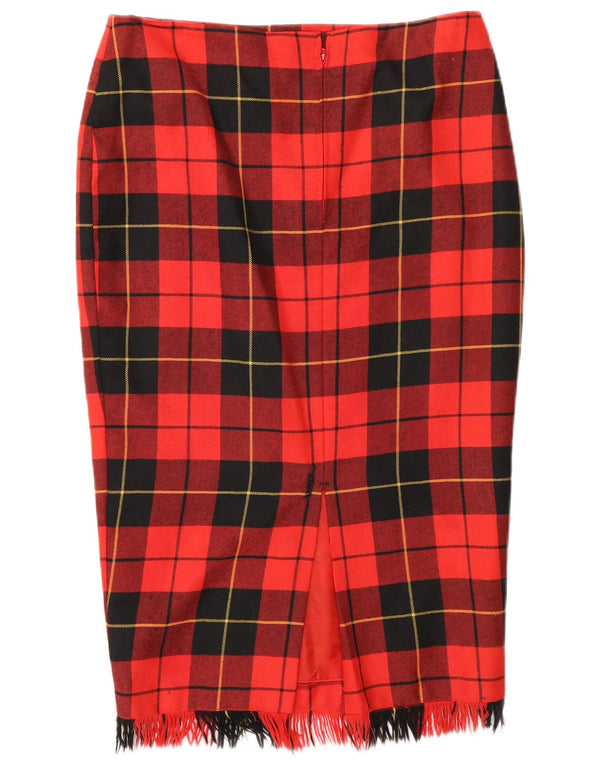 Saia lápis feminina vintage W30 xadrez vermelho médio